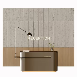 Modern Front Desk Company Reception Front Desk Reception Desk Lamp Background Wall 3d model