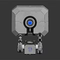 Silver Gray Bionic Robotic Character With Blue Eye Mechanical Arms And Wheels 3d model