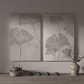 Ginkgo Leaf Decorative Wall Art Paintings With Vase And Tea Set 3d model