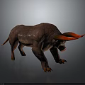3D Rendered Mythical Bovine Creature Character Featuring Red Horns Textured Muscular Body