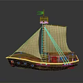 Wooden Sailing Boat With Yellow Sails Mast And Brown Hull Design