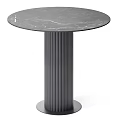Modern Round Dining Table With Marble Top And Gray Fluted Base 3d model