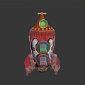 Unique Red and White Space Rocket Featuring Blue Windows For Space Exploration