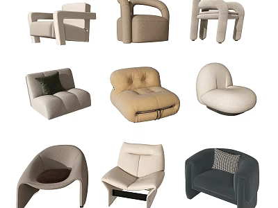 Modern Leisure Chairs With Various Stylish Designs And Comfortable Seats For Home Decor 3d model