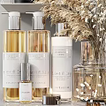 Stylish Bathroom Accessories With Reed Diffusers Fragrance Bottles And Decorative Jars