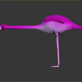 Pink Flamingo With Spread Wings Bowing Head And Reflection On Dark Surface 3d model