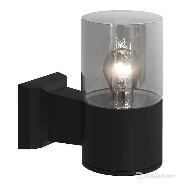 Modern Black Wall Light With Transparent Glass Shade And Metal Base Design 3d model 