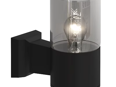 Modern Black Wall Light With Transparent Glass Shade And Metal Base Design 3d model