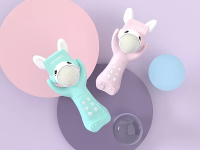 Playful Smart Kids Microphones With Rabbit Ear Design Light Blue Pink Buttons 3d model Playful Smart Kids Microphones With Rabbit Ear Design Light Blue Pink Buttons 3d model