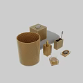 Golden Textured Bathroom Essentials Set With Soap Dispenser Tissue Box And Towel