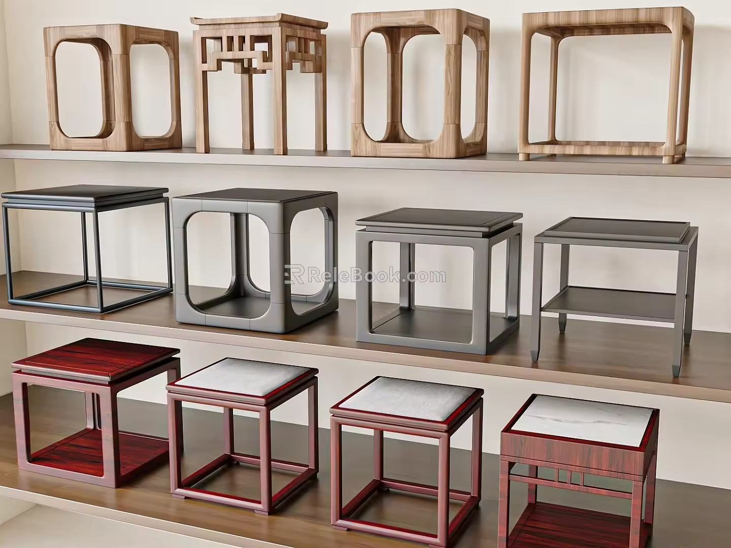 New Chinese style side table sofa side table square side table 3d model