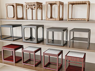 New Chinese style side table sofa side table square side table 3d model