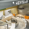 Modern Bubble Tea Shop Interior With Yellow Curved Decor White Counter And Orange Elements