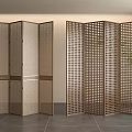 Quiet ancient wood grille partition rattan partition 3d model
