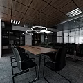 Modern Public Office Space Interior With Comfortable Sofa And Wooden Elements 3d model