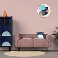 Modern double sofa decoration cabinet combination 3d model