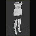 Stylish Gradient Strapless Dress With Thigh High Boots Fashion Outfit