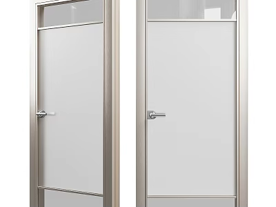 Modern Swing Door Design With Frosted Glass Panel And Metal Frame 3d model