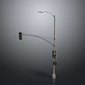 Urban Road Street Light And Traffic Light Mounted On Metal Pole