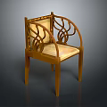 Classic Carved Wooden Chair With Intricate Backrest Armrests And Light Upholstered Seat