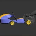 Colorful Blue And Yellow Toy Car With Black Seat And Yellow Wheels