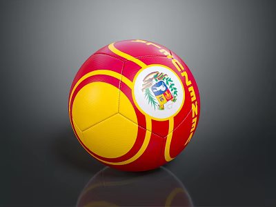 Red And Yellow Soccer Ball With CONCACAF Emblem Sports Equipment 3d model