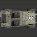 Vintage Off Road Jeep With Camouflage Pattern Open Top And Checkered Seats
