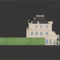 Miniature Residential Model House with Black Roof and Windows on Green Lawn