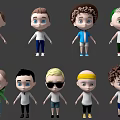 Diverse Cartoon Child Character Designs With Various Hairstyles And Outfits