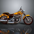 Yellow Vintage Motorcycle With Classic Leather Seat Chrome Exhaust And Spoked Wheels