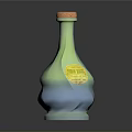 Textured Transparent Household Glass Bottle With Cork Stopper And Decorative Label