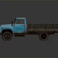 Vintage Blue Truck With Open Cargo Bed And Retro Design Features