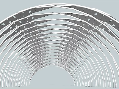 Modern Metal Pergola with Curved Arched Structures and Sleek Design Elements 3d model