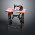 Vintage Singer Sewing Machine With Red Tabletop Iron Stand And Grid Foot Pedal