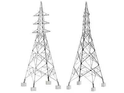 Industrial Equipment Electricity Transmission Towers Two Tall Steel Lattice Structures For Power Distribution 3d model
