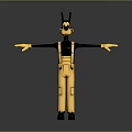 Cartoon Dog Game Movie Character In Yellow Overalls And Black Top With Arms Outstretched
