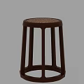 Modern Minimalist Solid Wood Stool With Handwoven Rattan Seat For Home Dining And Living Spaces