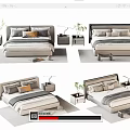 Modern Double Bed Design With Bedside Tables Decorative Pillows And Soft Linens 3d model