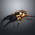 Realistic Black And Orange Beetle With Large Mandibles 3D Rendering 3d model