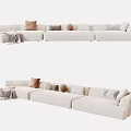 Cream Modern Sectional Sofa With Multiple Pillows And Cozy Throw Blanket 3d model