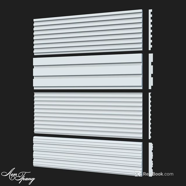 Modern Layered Slatted Components Featuring Horizontal And Vertical Structure Design 3d model 