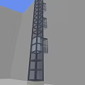 Modern Glass Elevator Exterior Design On White Building With Metal Frame And Balconies