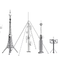 Technology Exhibition Hall Showcasing Various Communication Towers And Antenna Structures