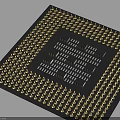 High Performance Computer Chip With Gold Pins And Intricate Circuitry 3d model