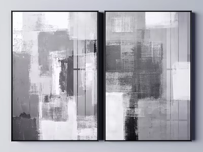 Modern Abstract Black White Gray Wall Art Paintings For Home Decor 3d model