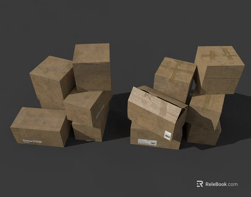 Flat Door Cardboard Boxes Stacked For Secure Packaging And Delivery 3d model