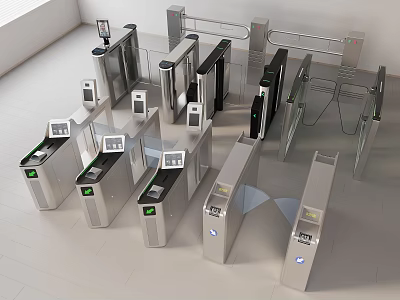 Public Facility Access Control Gates With Various Types And Metal Structure Design 3d model