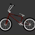 Maroon BMX Bicycle With Metallic Frame White Rims Black Tires And High Handlebars