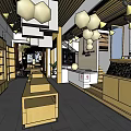 Modern Specialty Store Interior With Wooden Shelves Display Counters And Pendant Lights