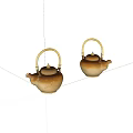 Traditional Ceramic Teapots With Bamboo Handles And Natural Brown Beige Hues